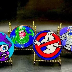 UPON REQUEST Set of 4 Handmade Coasters of “Ghostbusters” Hand Painted Live